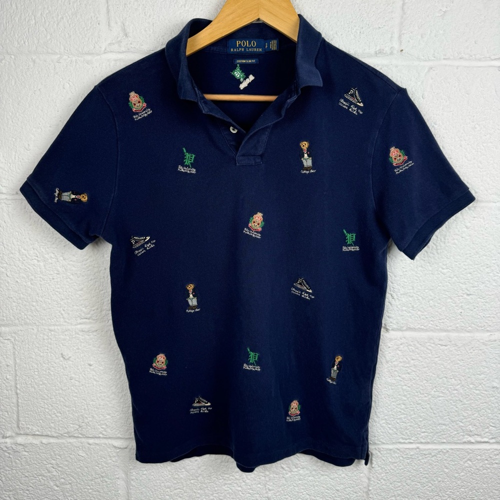 Ralph Lauren Custom Slim Fit Polo Shirt - Embroidered Design Size Small